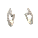 Stefan  Hafner  White 18 K Gold Pearl and Diamond Accent Sculptural Hoop Earrings