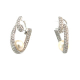 Stefan  Hafner  White 18 K Gold Pearl and Diamond Accent Sculptural Hoop Earrings