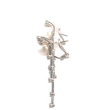 Stefan Hafner White 18 K Gold Pearl and Diamond Linear Dangle Earrings