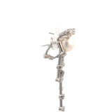 Stefan Hafner White 18 K Gold Pearl and Diamond Linear Dangle Earrings