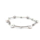 Stefan  Hafner White 18 K Gold Pearl & Diamonds Station Bracelet with Pave Accents