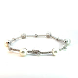 Stefan  Hafner White 18 K Gold Pearl & Diamonds Station Bracelet with Pave Accents