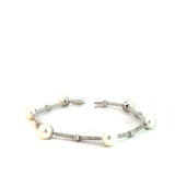 Stefan  Hafner White 18 K Gold Pearl & Diamonds Station Bracelet with Pave Accents
