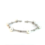 Stefan  Hafner White 18 K Gold Pearl & Diamonds Station Bracelet with Pave Accents