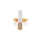 Cablecar Modern Diamond & Ceramic Ring | 18K Gold | Contemporary Design