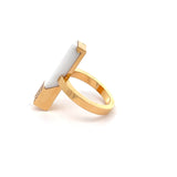 Cablecar Modern Diamond & Ceramic Ring | 18K Gold | Contemporary Design