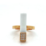 Cablecar Modern Diamond & Ceramic Ring | 18K Gold | Contemporary Design