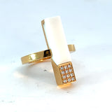 Cablecar Modern Diamond & Ceramic Ring | 18K Gold | Contemporary Design
