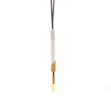 Cablecar Geometric White Ceramic& Diamonds Bar Pendant in 18 K Yellow Gold in steel chain