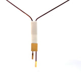 Cablecar Geometric White Ceramic& Diamonds Bar Pendant in 18 K Yellow Gold in steel chain