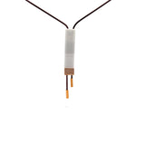 Cablecar Geometric White Ceramic& Diamonds Bar Pendant in 18 K Yellow Gold in steel chain