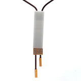 Cablecar Geometric White Ceramic& Diamonds Bar Pendant in 18 K Yellow Gold in steel chain