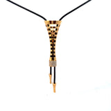 Cablecar Yellow 18 K Gold & Steel chain Cutout Flared Pendant Necklace with Diamond Accents