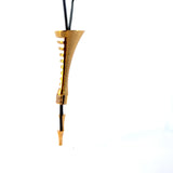 Cablecar Yellow 18 K Gold & Steel chain Cutout Flared Pendant Necklace with Diamond Accents