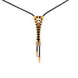 Cablecar Yellow 18 K Gold & Steel chain Cutout Flared Pendant Necklace with Diamond Accents