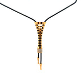 Cablecar Yellow 18 K Gold & Steel chain Cutout Flared Pendant Necklace with Diamond Accents