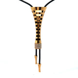 Cablecar Yellow 18 K Gold & Steel chain Cutout Flared Pendant Necklace with Diamond Accents