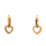 Cablecar Rose 18 K Gold Open Heart Drop Earrings