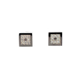 Cablecar Geometric Square Diamond Stud Earrings — White 18K Gold