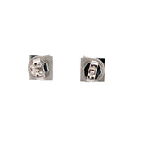 Cablecar Geometric Square Diamond Stud Earrings — White 18K Gold