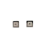 Cablecar Geometric Square Diamond Stud Earrings — White 18K Gold