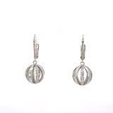 Cablecar Diamond Accent Openwork Sphere Drop Earrings in White 18 K Gold