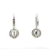 Cablecar Diamond Accent Openwork Sphere Drop Earrings in White 18 K Gold
