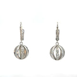 Cablecar Diamond Accent Openwork Sphere Drop Earrings in White 18 K Gold