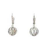 Cablecar Diamond Accent Openwork Sphere Drop Earrings in White 18 K Gold