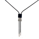 Cablecar White 18 K Gold Geometric Ceramic Bolo Necklace on steel chain