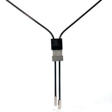 Cablecar White 18 K Gold Geometric Ceramic Bolo Necklace on steel chain