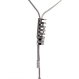 Cablecar White Gold Diamond Cylindrical Slider Lariat Necklace