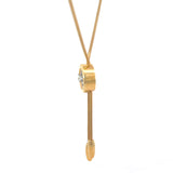 Cablecar Diamond Halo Yellow Gold Slide Necklace with Asymmetrical Chain Drops