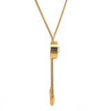 Cablecar Diamond Halo Yellow Gold Slide Necklace with Asymmetrical Chain Drops