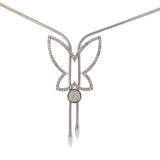 Cablecar Diamond Butterfly Lariat Necklace in White Gold