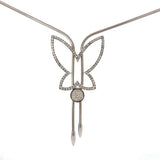 Cablecar Diamond Butterfly Lariat Necklace in White Gold