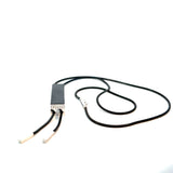 Cablecar White 18 K Gold Geometric Ceramic Bolo Necklace on steel chain