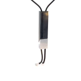 Cablecar White 18 K Gold Geometric Ceramic Bolo Necklace on steel chain