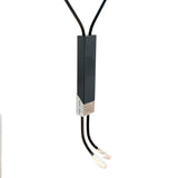 Cablecar White 18 K Gold Geometric Ceramic Bolo Necklace on steel chain