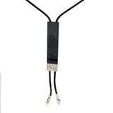 Cablecar White 18 K Gold Geometric Ceramic Bolo Necklace on steel chain