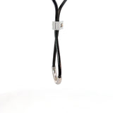 Cablecar Adjustable Black Cord Necklace with White Gold Diamond Slide