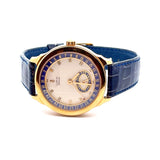 Corum Romvlvs Automatic Date Watch – Gold-Tone Case – Blue Date Ring – Swiss Luxury Watch
