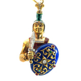 Warrior Pendant Necklace | 18K Gold | Enamel & Diamonds