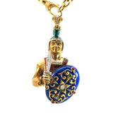 Warrior Pendant Necklace | 18K Gold | Enamel & Diamonds
