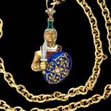 Warrior Pendant Necklace | 18K Gold | Enamel & Diamonds