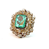 Barocco 18K Yellow Gold Emerald and Diamond Cocktail Ring