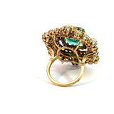 Barocco 18K Yellow Gold Emerald and Diamond Cocktail Ring