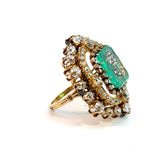 Barocco 18K Yellow Gold Emerald and Diamond Cocktail Ring