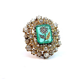 Barocco 18K Yellow Gold Emerald and Diamond Cocktail Ring