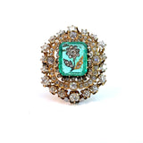 Barocco 18K Yellow Gold Emerald and Diamond Cocktail Ring